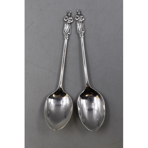 31 - Pair of Hallmarked Birmingham Apostle Spoons Circa 1918. Approx. 4