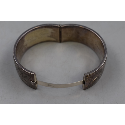 42 - Hallmarked Birmingham Silver Vintage Etched Bangle