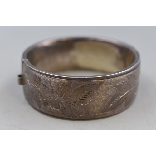 42 - Hallmarked Birmingham Silver Vintage Etched Bangle