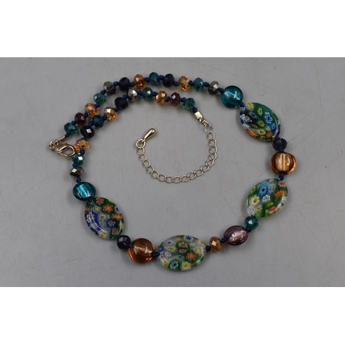 57 - A Murano Style Crystal and Millefiore Beaded Necklace