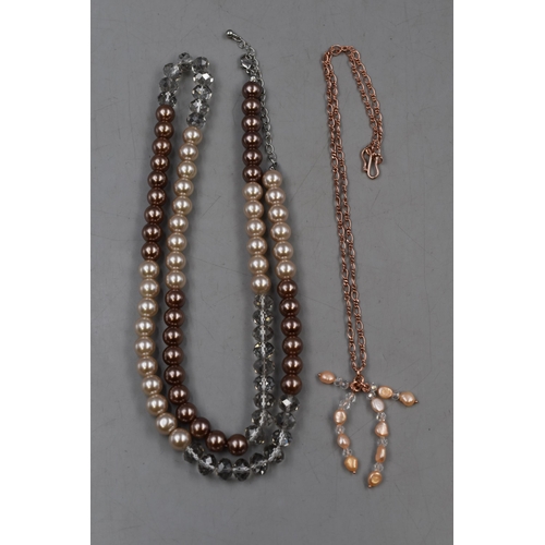 65 - Two Designer Faux Pearl and Crystal Necklaces