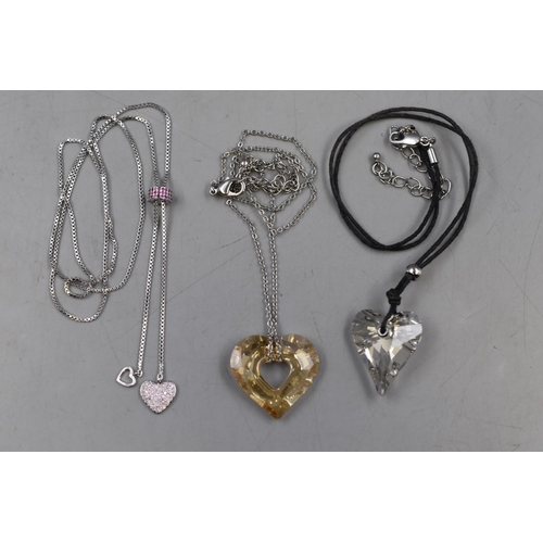 66 - Three Designer Loveheart Necklaces, Includes Two Crystal Lovehearts