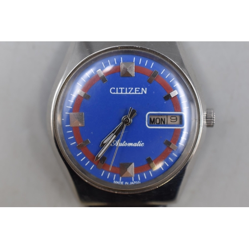 67 - Citizen Day Date Automatic Gents Watch complete with Leather Strap