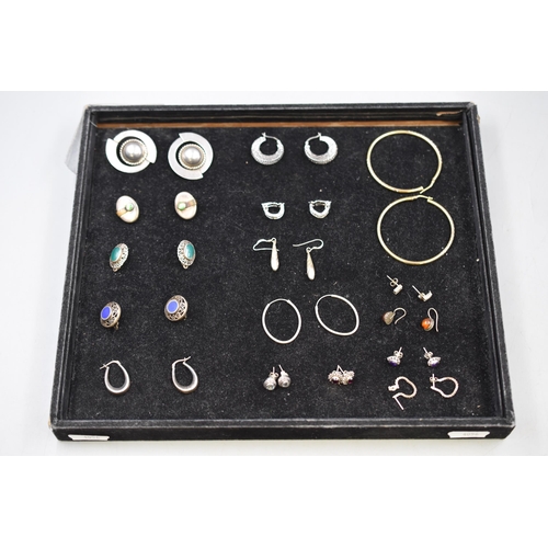 70 - Selection of 16 Pairs of Silver Earrings