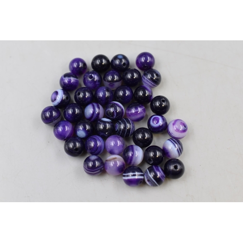 72 - Collection of approx 38 Pre-Drilled 7mm Natural Gemstone Beads