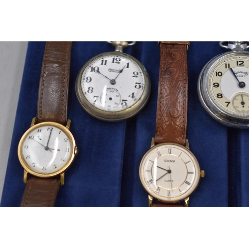 82 - Selection of Wrist Watches, Pocket Watches and Watch Heads including Sekonda, Services Army, Ingerso... 