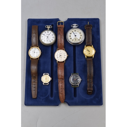 82 - Selection of Wrist Watches, Pocket Watches and Watch Heads including Sekonda, Services Army, Ingerso... 