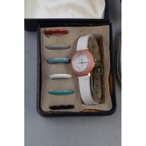 84 - Two Boxed Watch Sets, With Interchangeable Faces. Includes Omax 17 Jewels and Hermes. Spares and Rep... 