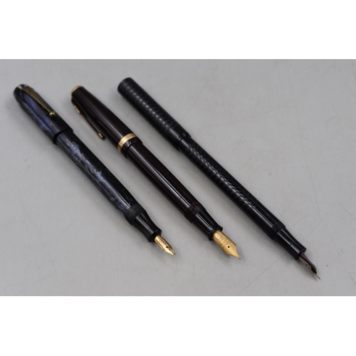 92 - Selection of 3 Quality Fountain Pens with Gold Nibs including Golden Guinea, John Bull Pen no2, and ... 