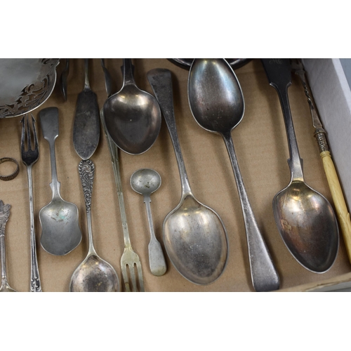 96 - Selection of Vintage Silver Plated Ware including Comport, Cutlery and Hand Mirror