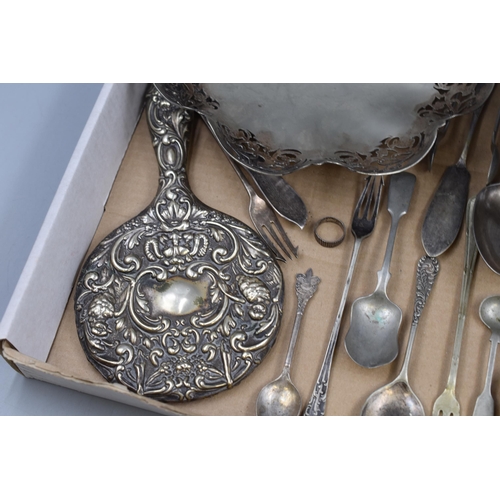 96 - Selection of Vintage Silver Plated Ware including Comport, Cutlery and Hand Mirror