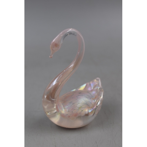 112 - Ditchfield Style Iridescent Pink Glass Swan