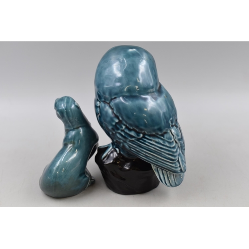 132 - Poole Pottery Owl and Seal Figures (Tallest 7.5