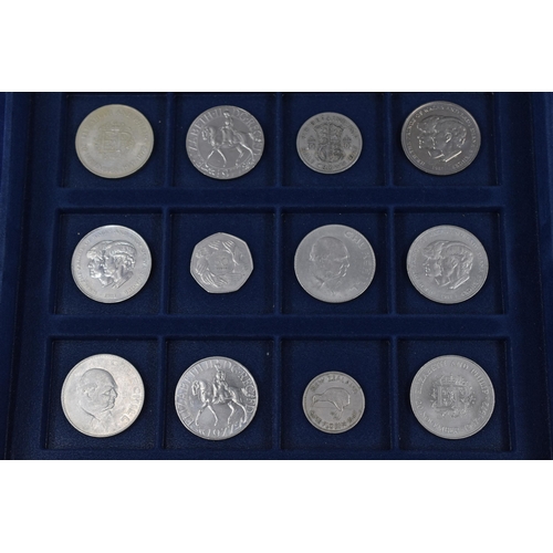 141 - Coin Case Containing a Selection of Crowns, Half Crown, 50p and More