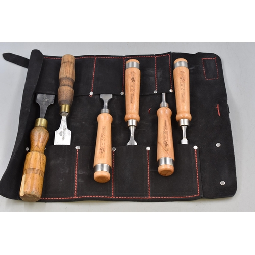 273 - Mixed Set of Wood Carving Chisels to include Marples and GS in a Storage Wrap