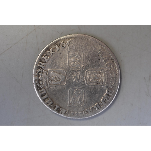 145 - William III Silver Shilling (Date 16?)