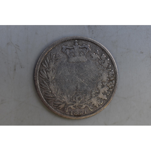 146 - Victoria 1852 Silver Sixpence