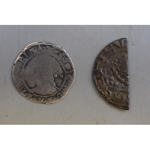 151 - Elizabeth I Silver Half Groat and a Henry II Cut Half Penny