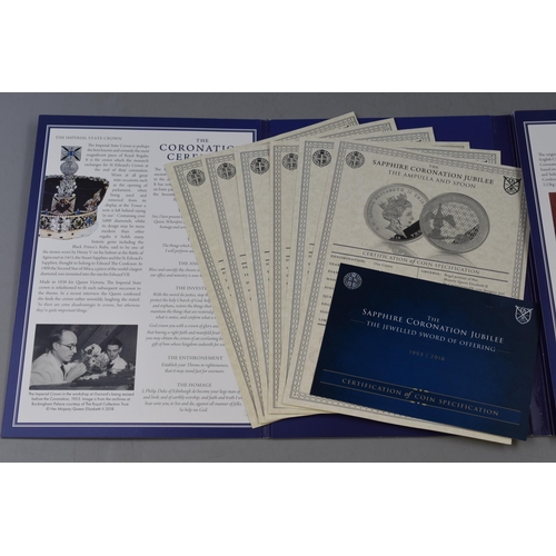 156 - Sapphire Jubilee (1953 - 2018) Coin Collectors Pack includes Six Solid Silver and Gold Plated Coins ... 