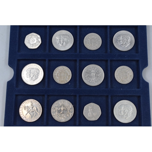 158 - Coin Case Containing two Trays of Crowns, Half Crowns, and 50p Pieces