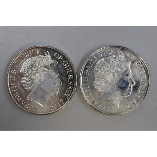 159 - Two Elizabeth II Sapphire Jubilee £5 Coins with Cases