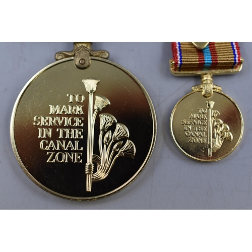 161 - Suez Medal (1951 to 1954 & 1956 to 1957) Complete with Miniature, Ribbons and Case