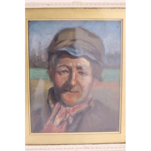 289 - Bates 19th Century Pastel Pastel Painting Portrait of Man Signed to Bottom Right Corner