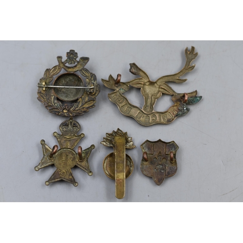 179 - Selection of 5 Military Cap Badges including Seaforth Islanders (a/f) and More