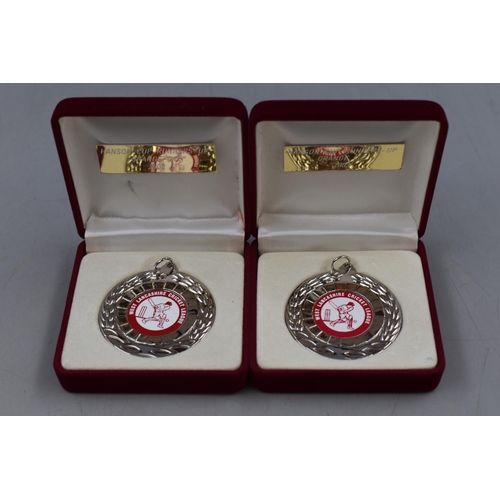 191 - Selection of Seven West Lancashire Cricket Medals Complete in Presentation Boxes