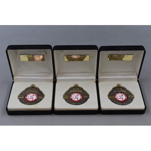 191 - Selection of Seven West Lancashire Cricket Medals Complete in Presentation Boxes