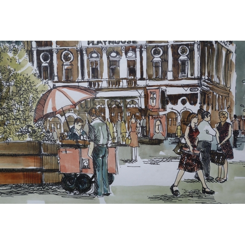 323 - Linda Poggio Signed Watercolour Showing The Playhouse in Williamson Square Liverpool in Framed and G... 