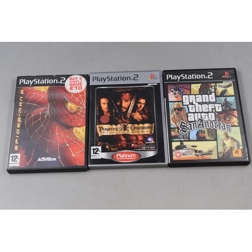 456 - A Selection of Sixteen PlayStation 2 Games. Includes GTA San Andreas, Spider-Man 2, Lara Croft Tomb ... 