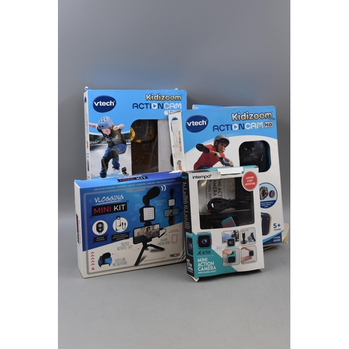 460 - Mixed Selection Including 2 Vtech Kidizoom Action Cams,Intempo Mini Action Camera and Vlogging Mini ... 