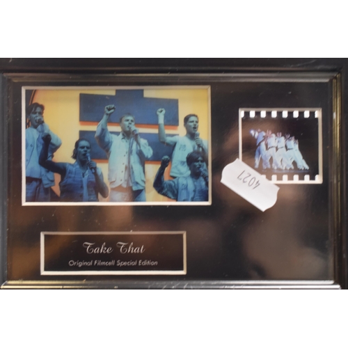 475 - A Selection of Five Framed and Glazed Music Themed Film Cells. Includes Will Young, Take That and Bl... 