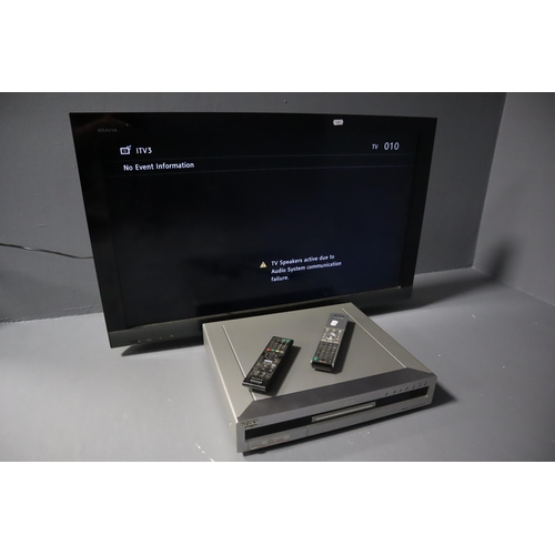 476 - Sony Bravia TV With Remote. and a Sony DVD Player With Remote. Both Need Plugs Due To The Way They W... 