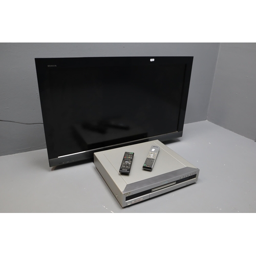 476 - Sony Bravia TV With Remote. and a Sony DVD Player With Remote. Both Need Plugs Due To The Way They W... 