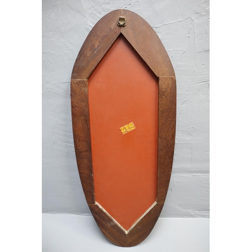 479 - A Retro Wood Backed Bevel Edged Oval Wall Mirror, Approx 29