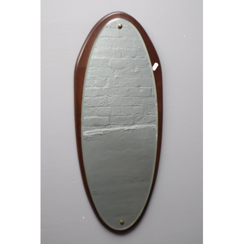 479 - A Retro Wood Backed Bevel Edged Oval Wall Mirror, Approx 29