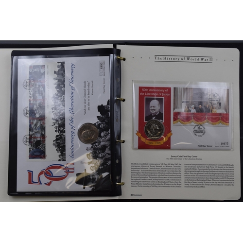 415 - Folder Containing The History of World War II Collection of First Day Cover Coins. Includes D Day 50... 