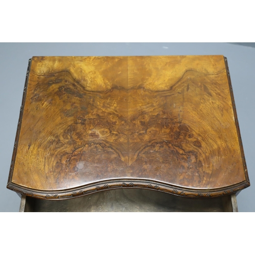 490 - Queen Anne Style Burr Walnut Chest of Three Serpentine Drawers Having Brass Handles Sitting on Raise... 