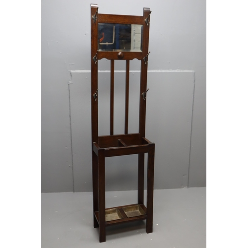 491 - Edwardian Oak Coat, Hat and Umbrella Stand 69