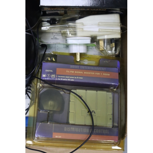 439 - A Box of Assorted Household Electrical Items, Some New in Packaging. All Untested.