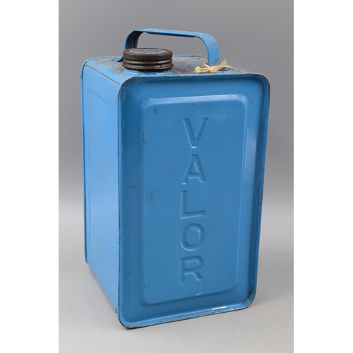 568 - Vintage metal Valor Fuel Canister complete with Internally Stored Spout approx 11.5