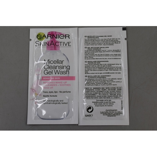 602 - Large Quantity of Brand New Garnier Skin Active Micellar Cleansing Gel Wash Sachets 4ml