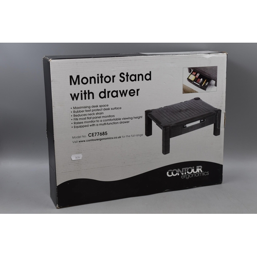 628 - Boxed Contour Ergonomics Monitor Stand with Drawer