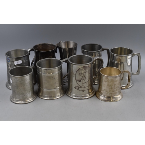 636 - A Mixed Selection To Include Pewter Tankards, Goblet And Silver Plated Cutlery.