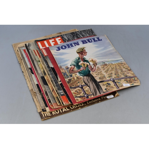 638 - Selection of 1930s & 40s Magazines including John Bull, Weekly Illustrated, Life, and More