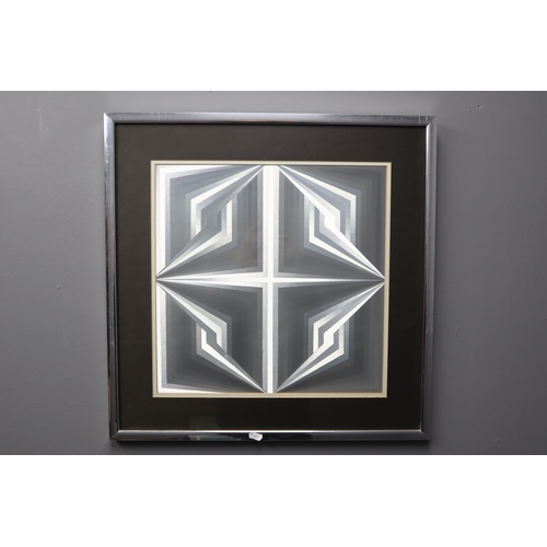 548 - A Framed and Glazed Retro Foil Op Art Print In Patrick Dupre Style, Approx 24