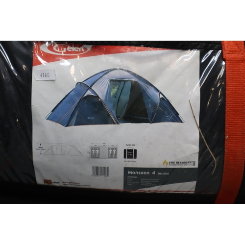 552 - Two Camping Tents. Includes Gelert Monsoon 4 And Vango Borrowdale 2. All Pieces Appear There, But No... 