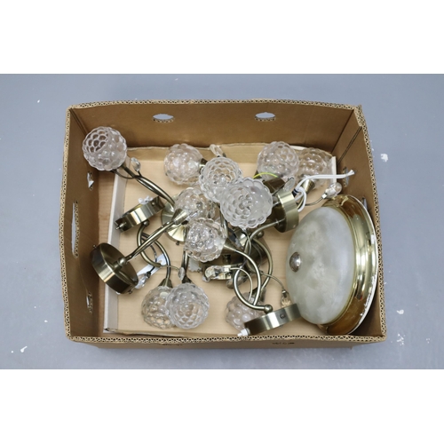 660 - Mixed lot of Nice Quality Light Fittings and Fixings, 7 matching with Crystal Shades and Droplets in... 